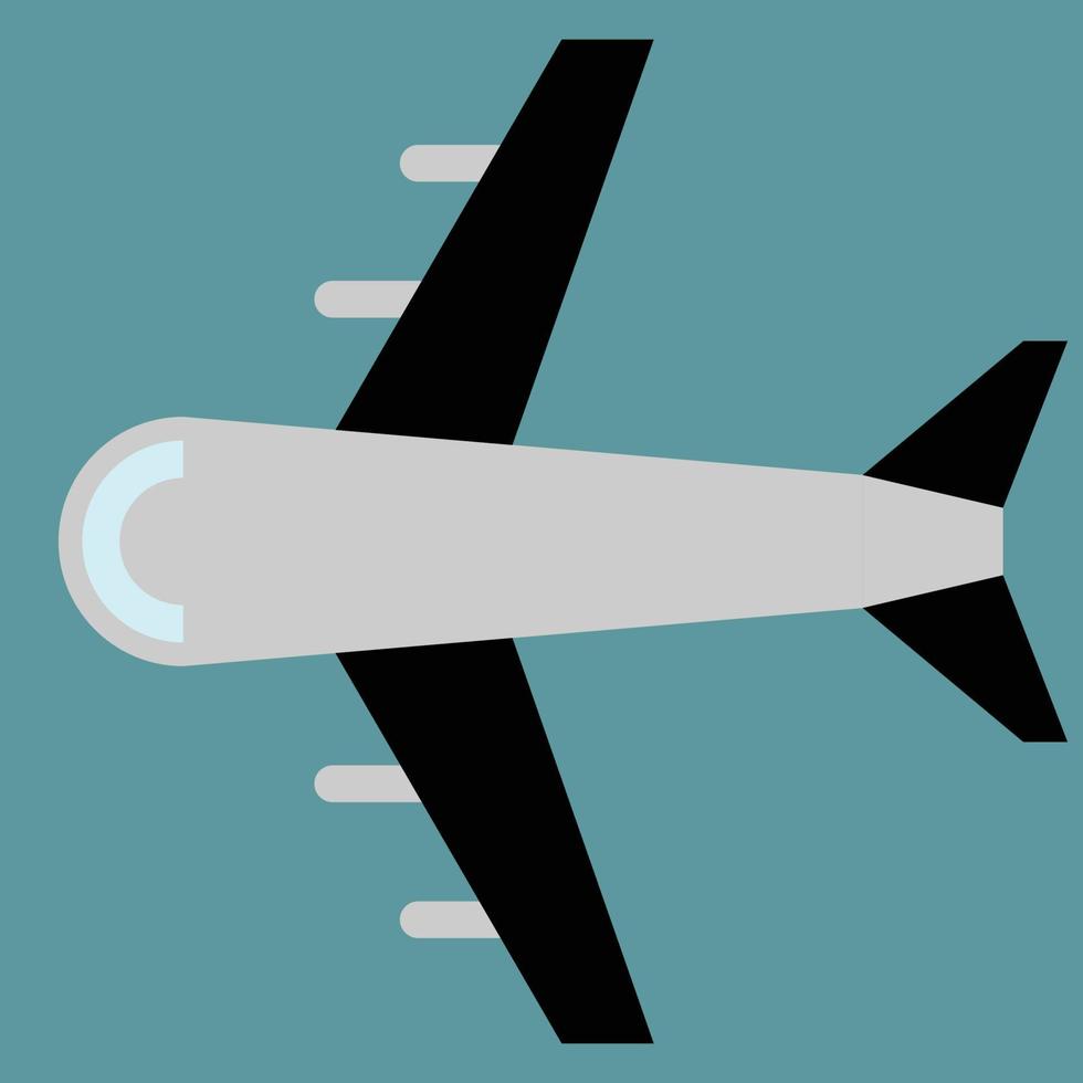 Flugzeug, ein oben Aussicht zum Ebene, Transport bedeutet, Fluggesellschaften Symbol und Schild, schwarz Flügel, geeignet zum Flugzeug Fahrkarte und Tourismus Karten, Flugzeug Illustration Vektor, schwarz und grau und Blau Farben vektor