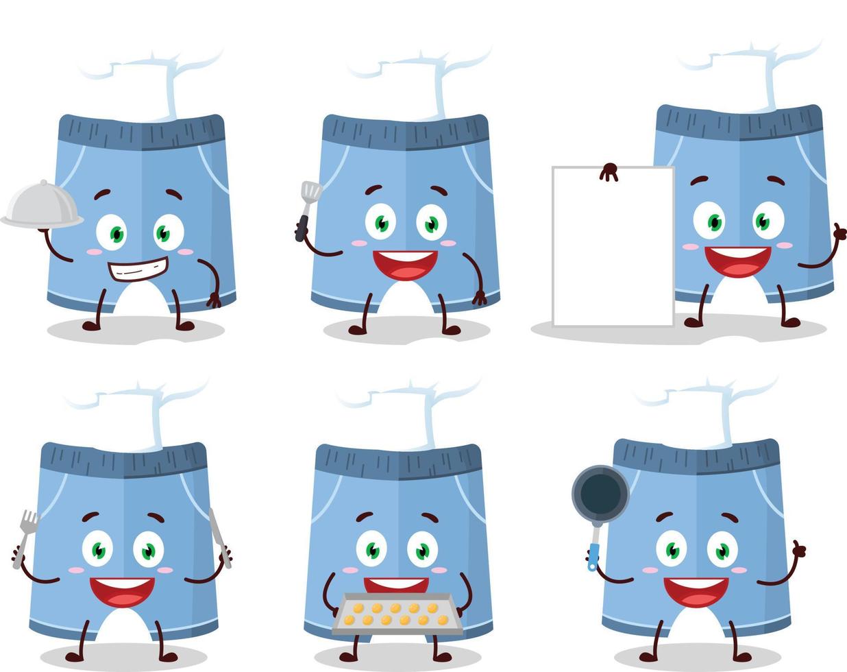 tecknad serie karaktär av shorts med olika kock uttryckssymboler vektor
