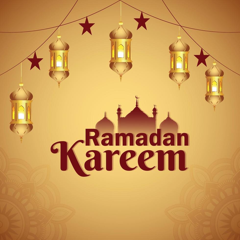 ramadan kareem islamisk festival med arabisk lykta vektor