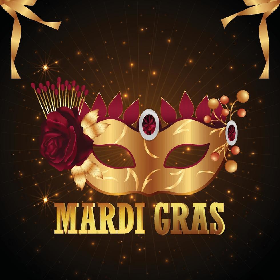mardi gras firande brasiliansk händelse med gyllene mask vektor