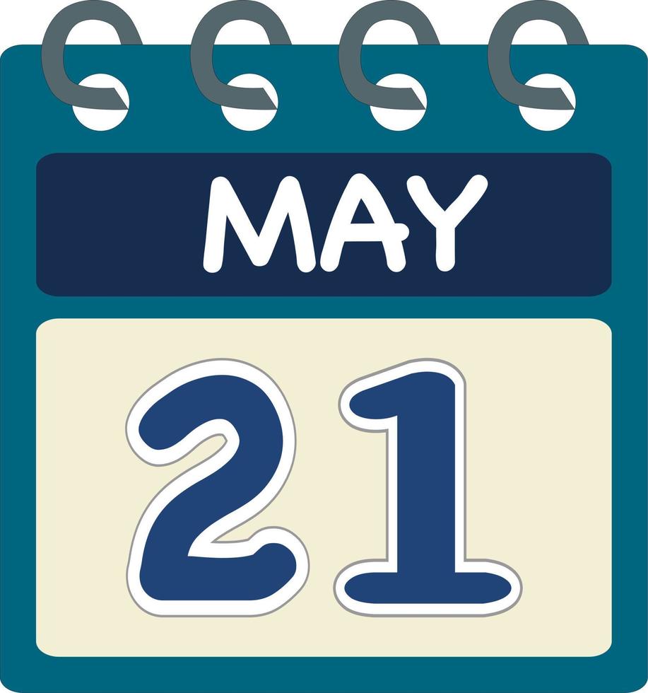 eben Symbol Kalender 21 von dürfen. Datum, Tag und Monat. Vektor Illustration . Blau blaugrün Grün Farbe Banner. 21 dürfen. 21 .. von dürfen.