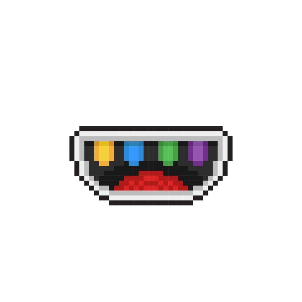 Mund mit Regenbogen Zähne im Pixel Kunst Stil vektor