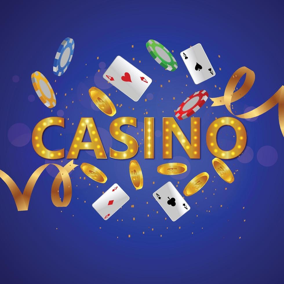 realistischer Casino Hintergrund mit bunten Chips und Slot vektor