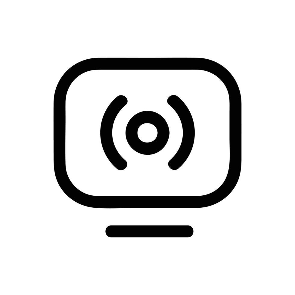 Streaming Fernseher App Vektor Symbol, Gliederung Stil, isoliert auf Weiß Hintergrund.