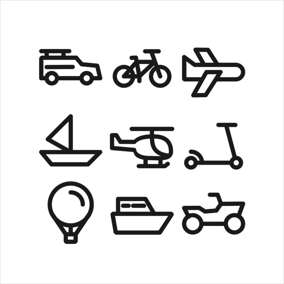 Transport Symbole Satz. Vektor Illustration.