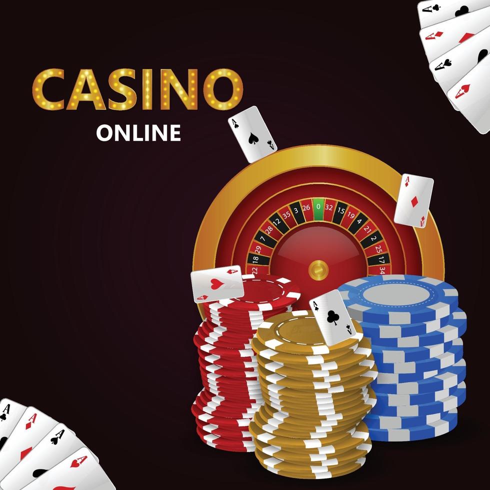 Casino Online Spiel mit Casino Slot mit bunten Chips vektor