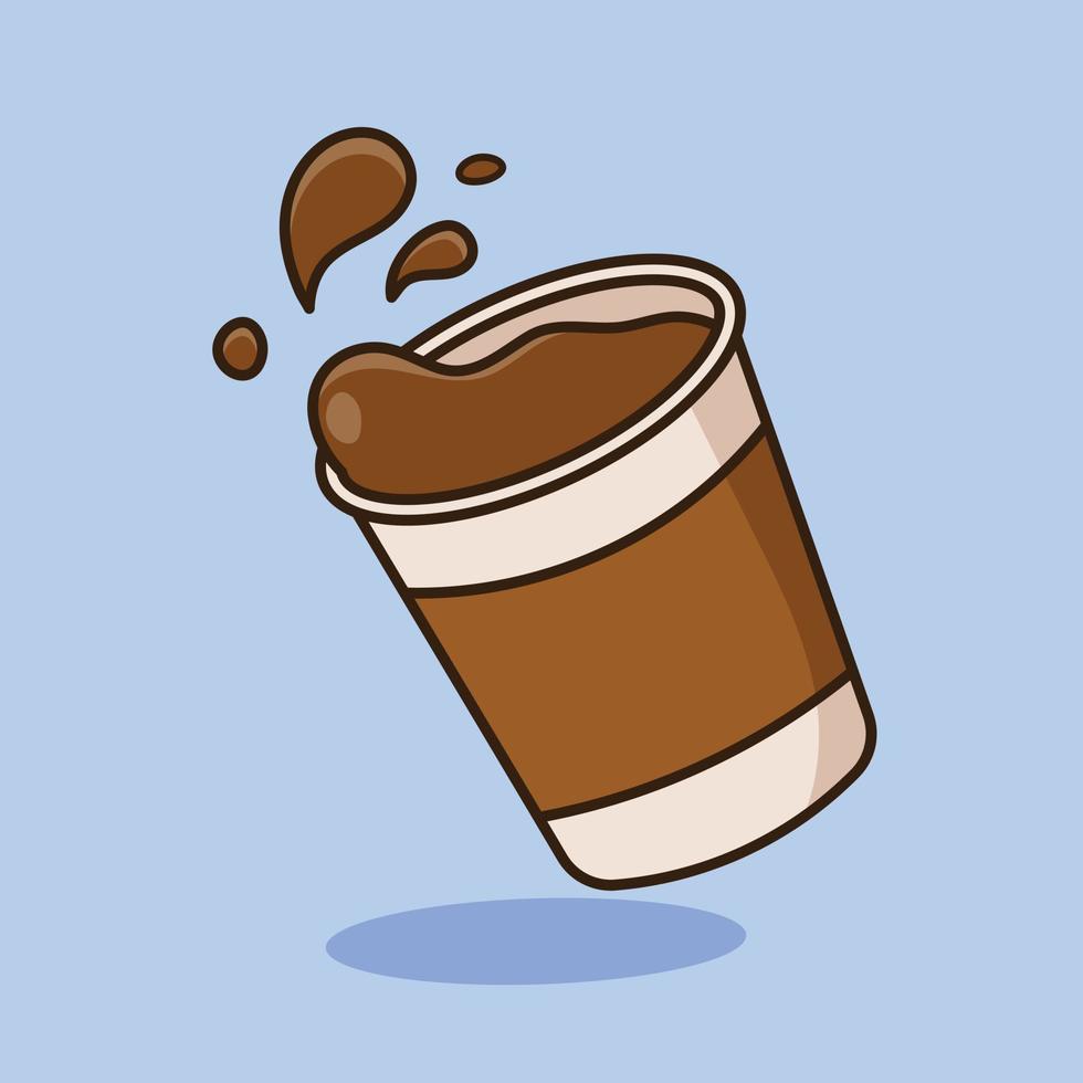 Papier Tasse gefüllt mit Kaffee Karikatur Symbol Vektor Illustration. Kaffee trinken Symbol Konzept. Vektor eben Gliederung Symbol