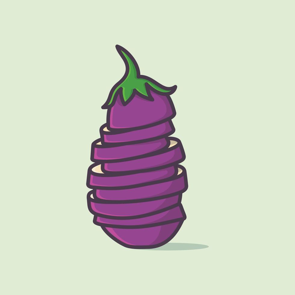 Aubergine Gemüse Karikatur Vektor Illustration Design