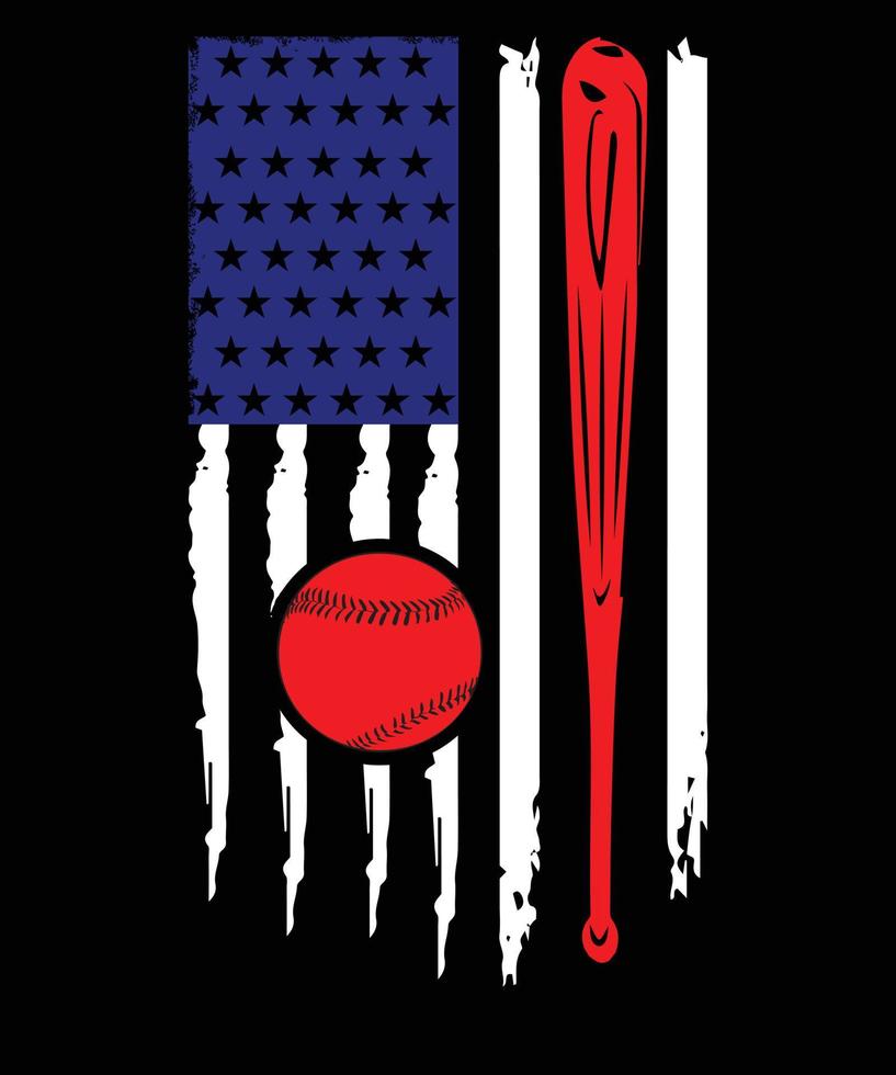 baseboll amerikan flagga design t-shirt design vektor