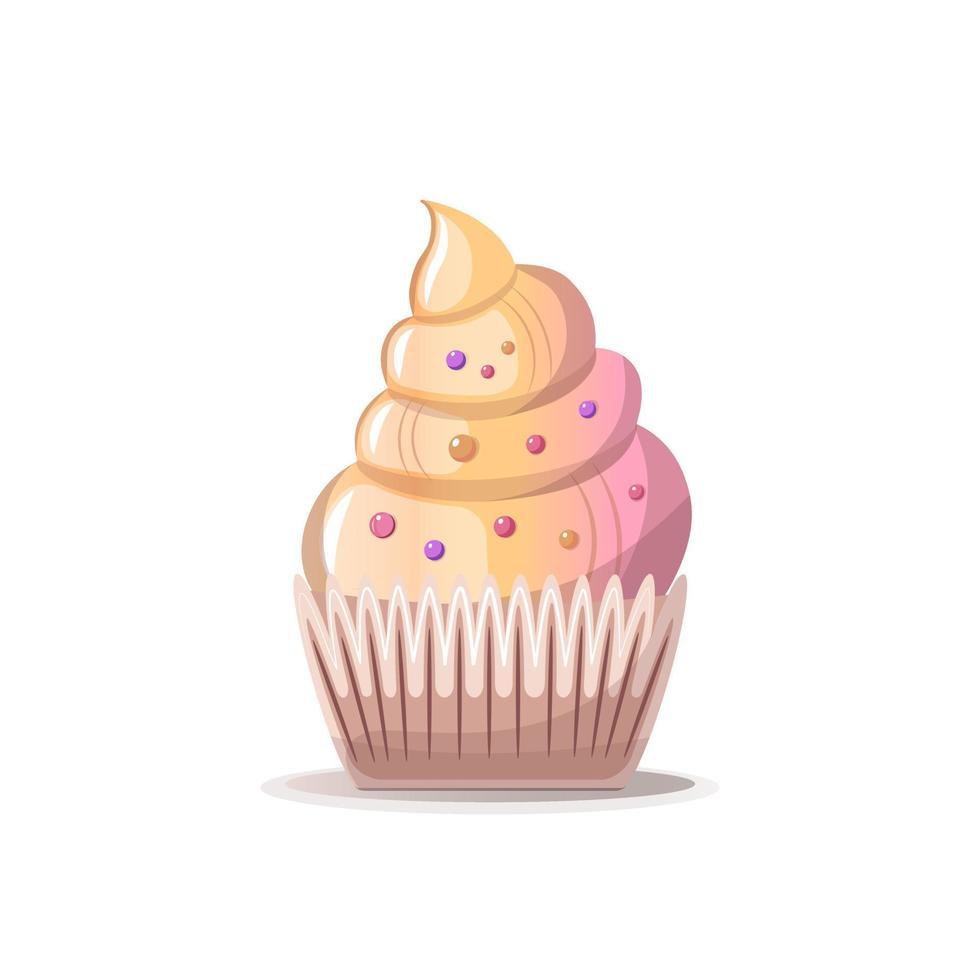 Cupcake Vektor Illustration. Geburtstag Party, Feier, Glückwunsch, Einladung Konzept. gut zum Postkarte, Karte, Abdeckung.