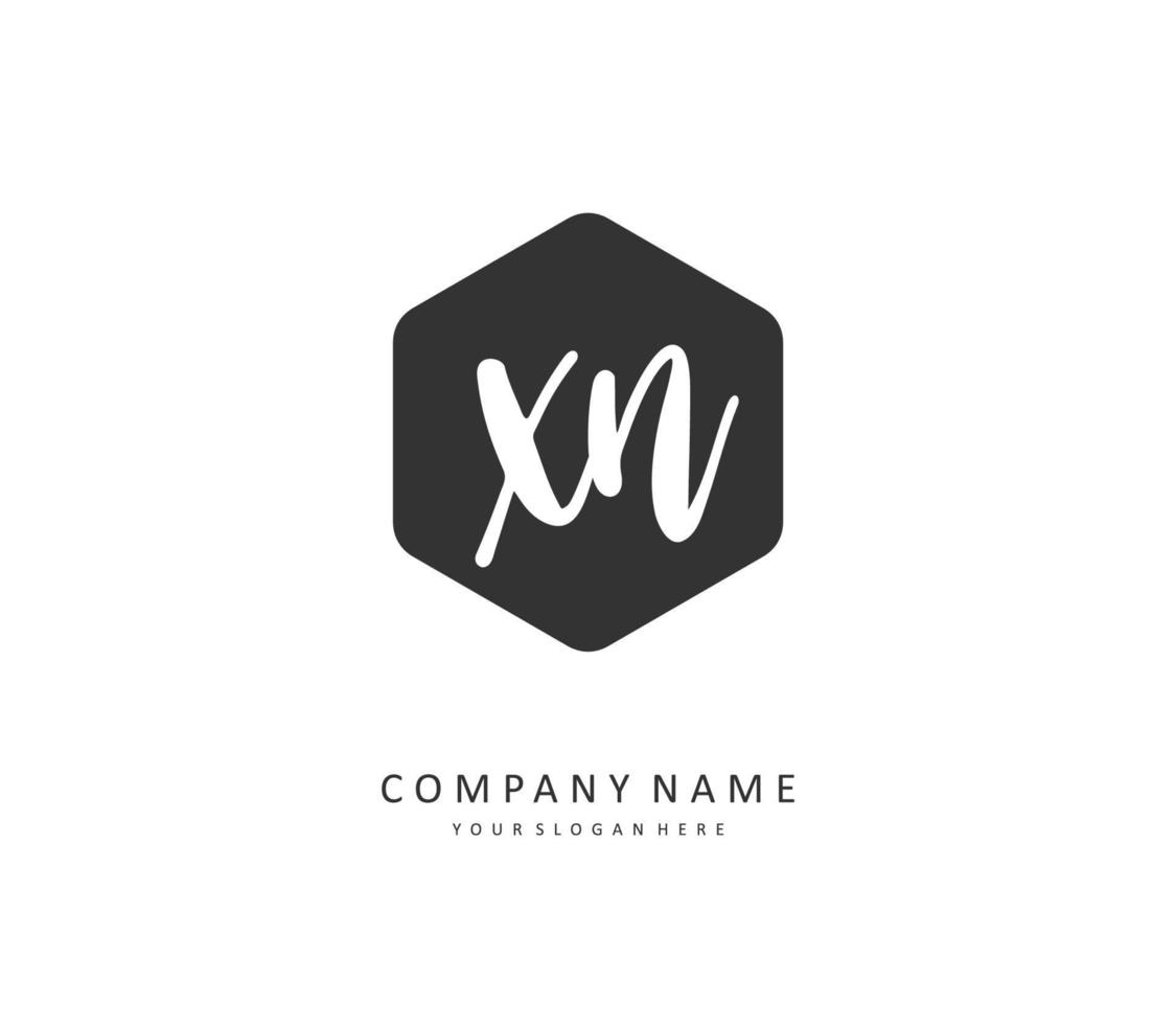 x n xn första brev handstil och signatur logotyp. en begrepp handstil första logotyp med mall element. vektor