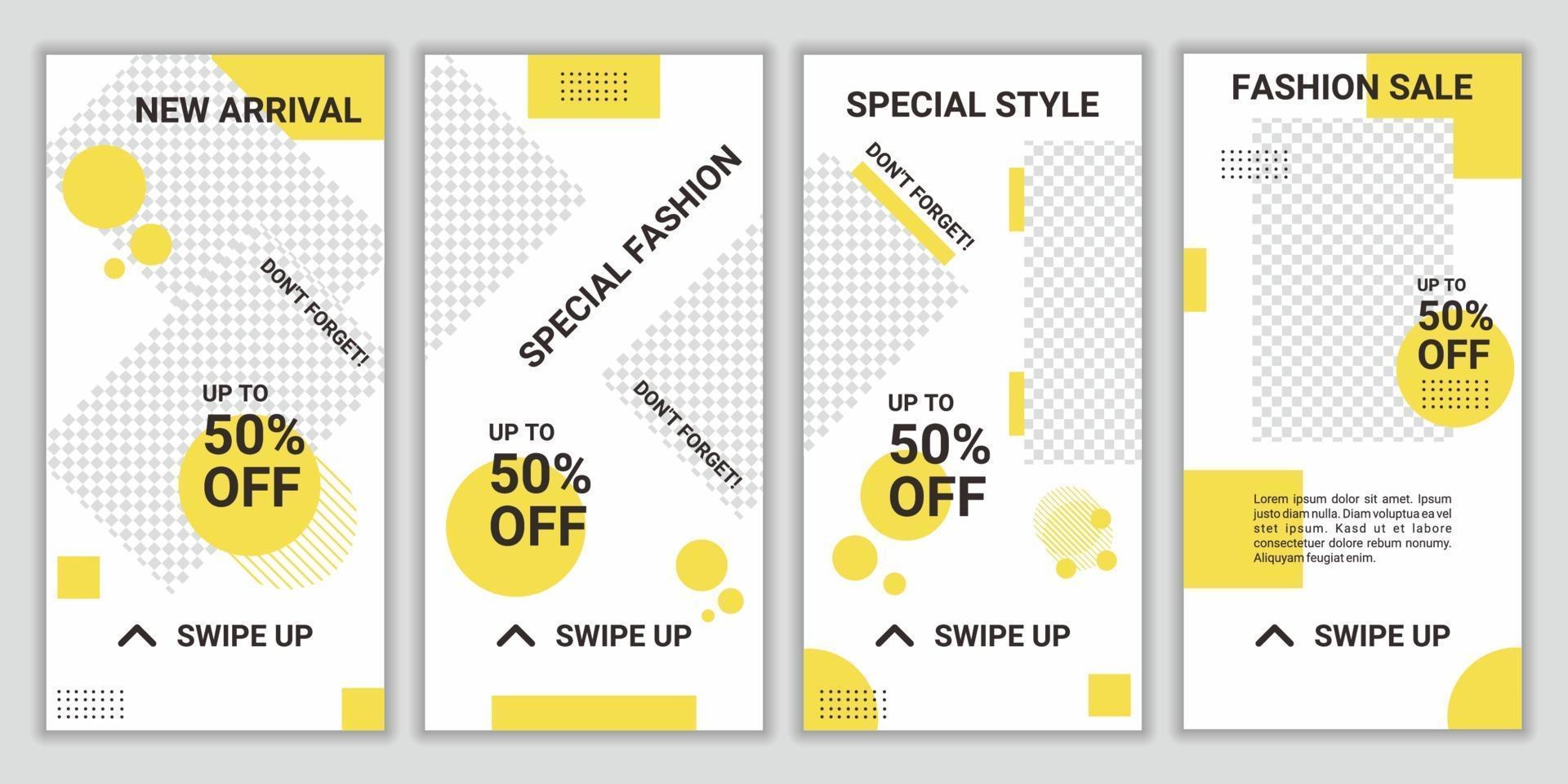 sociala medier ram ställa in bakgrundsmall med kräm gul och vit, enkel elegant minimalistisk stil. trendig designramstil för ny produktkampanj eller giveaway. vektor illustration