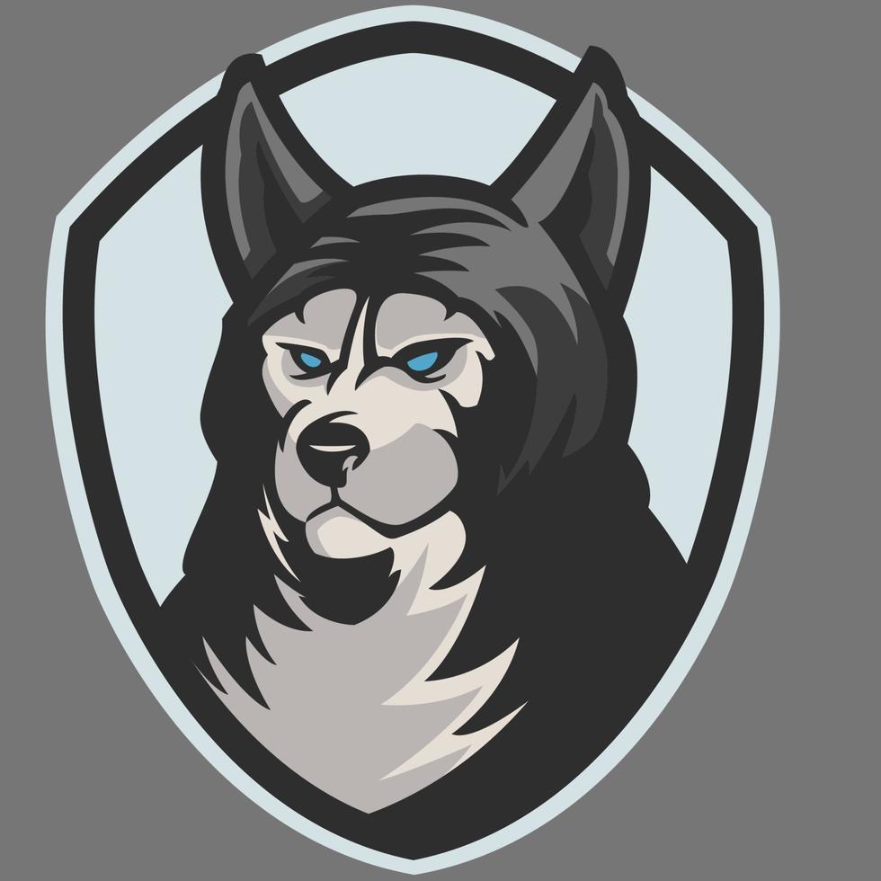 Gefahr Wölfe Maskottchen E-Sport Logo Design isoliert auf grauem Hintergrund. Werwolf Monster Maskottchen Vektor-Illustration Logo. professionelles Wolfslogo für eine Sportmannschaft. modernes Schablonendesign vektor