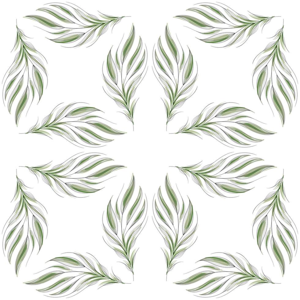 modern sömlös blommig mönster, handmålad grön löv på en vit bakgrund. ett elegant mall för modern grafik, utskrift, hemsida design. vektor