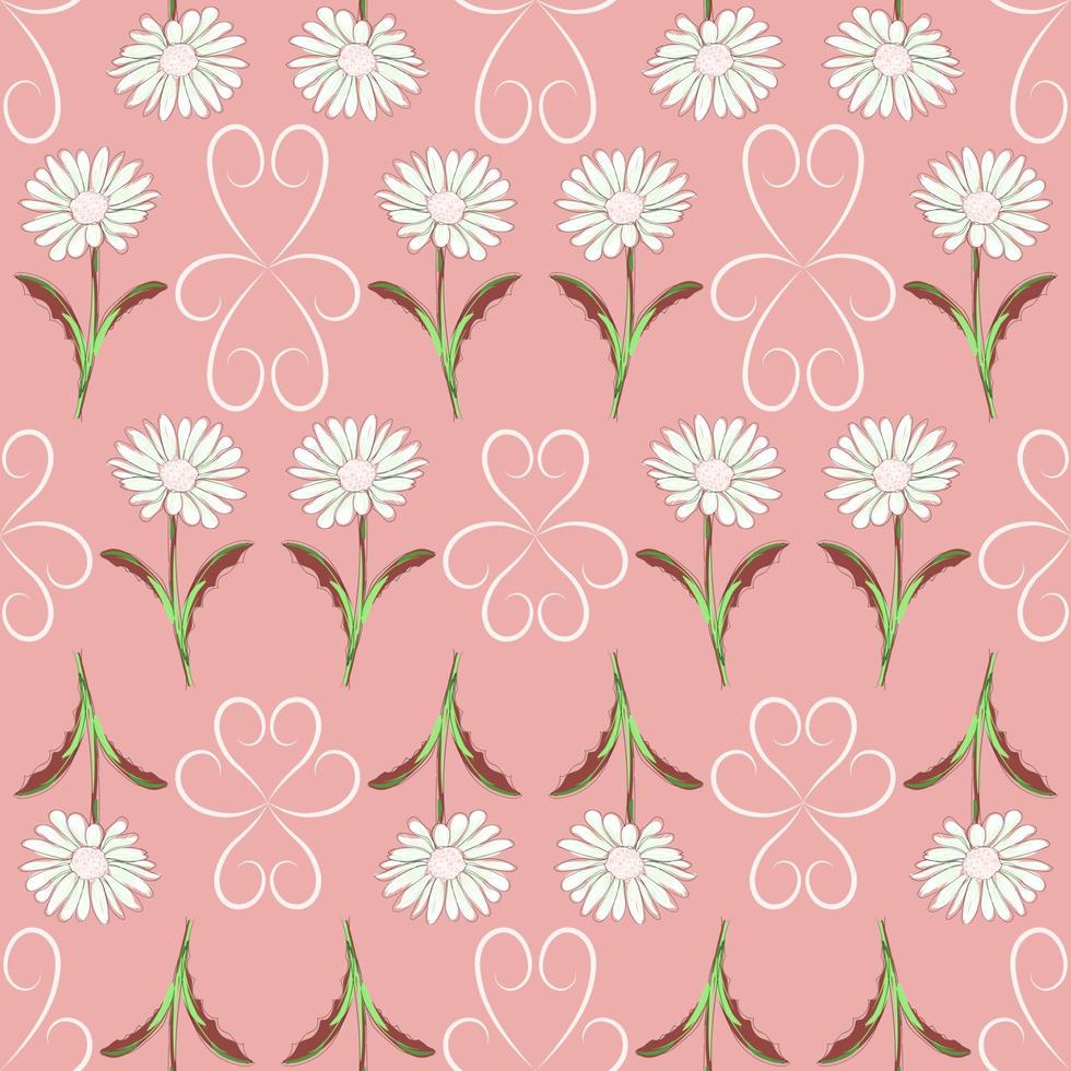 modern nahtlos Blumen- Muster, handgemalt Gänseblümchen auf ein Rosa Hintergrund. ein elegant Vorlage zum modisch Drucke, Drucken, Webseite Design. vektor