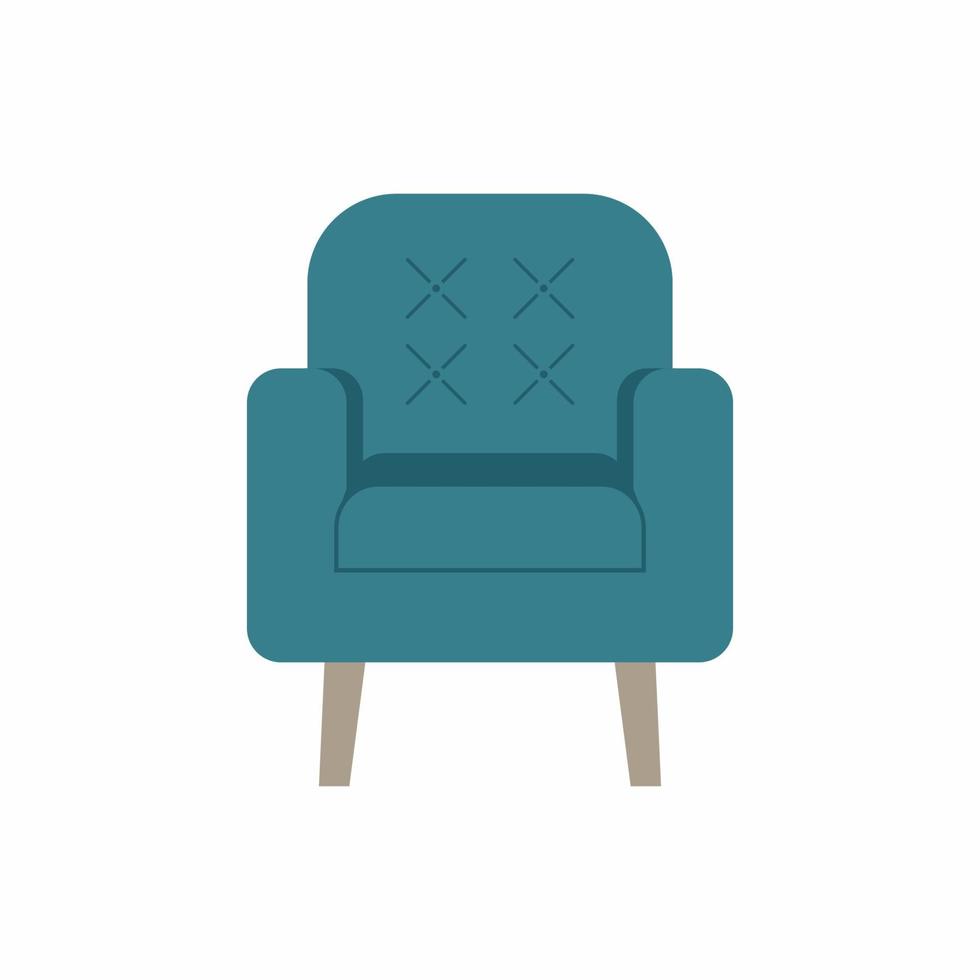 vektor moderna platta tecknade möbler av fåtölj. elegant kontor, hem, hotell eller lägenhet interiör. enkel pall i blå pastellfärg isolerad på vit bakgrund. vektor illustration