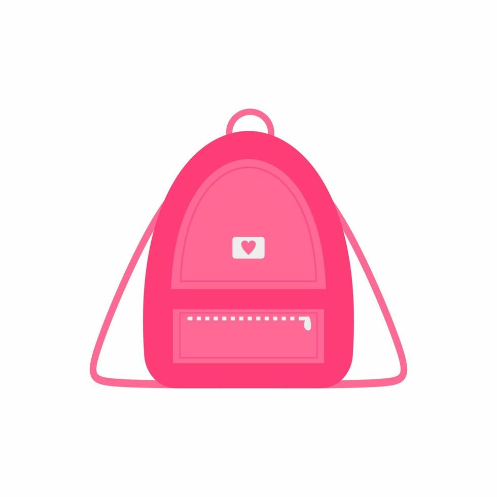 weibliches Taschenikone in der rosa Farbe lokalisiert auf weißem Hintergrund. modischer Mini-Rucksack für Hangout, weibliche Accessoires. feminine Tasche Thema. flache Art trendige moderne Vektorillustration vektor