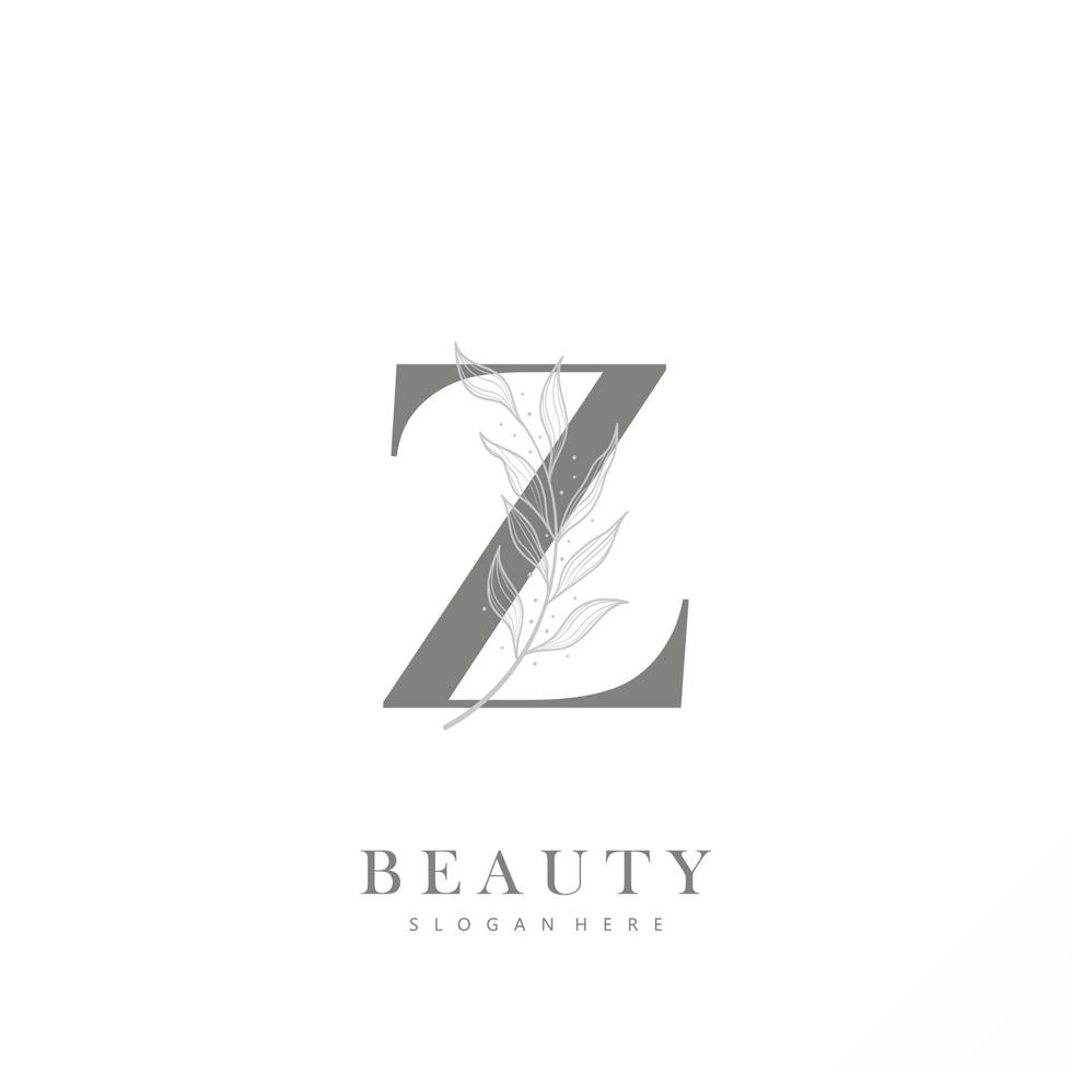 Brief z Logo Blumen- Logo Design. Logo zum Frauen Schönheit Salon Massage kosmetisch oder Spa Marke vektor