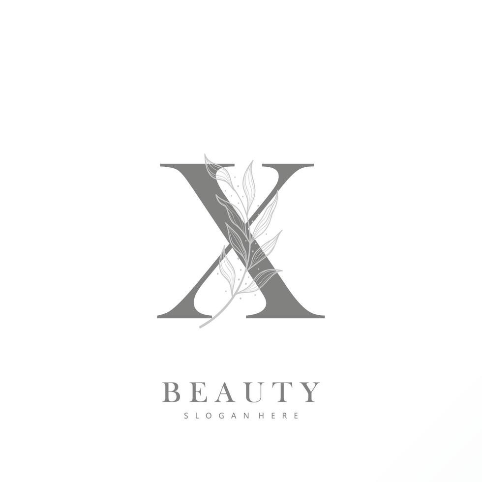 Brief x Logo Blumen- Logo Design. Logo zum Frauen Schönheit Salon Massage kosmetisch oder Spa Marke vektor