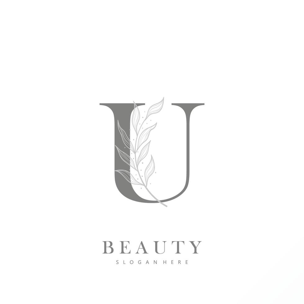 Brief u Logo Blumen- Logo Design. Logo zum Frauen Schönheit Salon Massage kosmetisch oder Spa Marke vektor