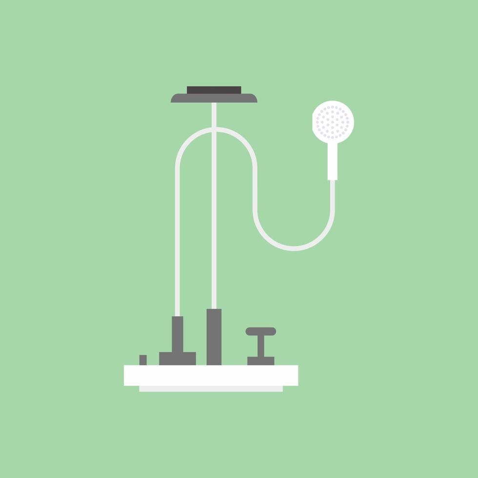 badrum dusch inredning i platt tecknad stil. duschrum, bad, hotelltjänster. badmöbel tillbehör för hygien, sjukvård koncept. vektor illustration