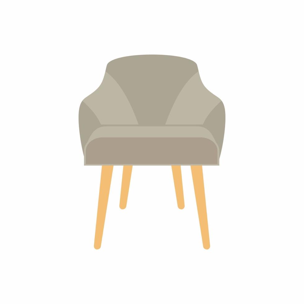 vektor fåtölj illustration. ljusgrå soffa för pastellfärg för din design. modern bekväm stol för inredningsmöbler. platt tecknad fåtölj isolerad på vit bakgrund