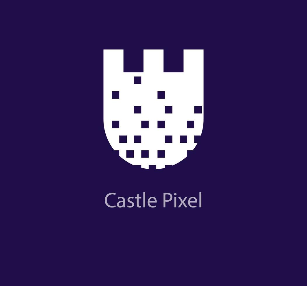 einzigartig pixelig Schloss Logo Design. pixelig Schloss Mauer Logo Vorlage. Vektor. vektor