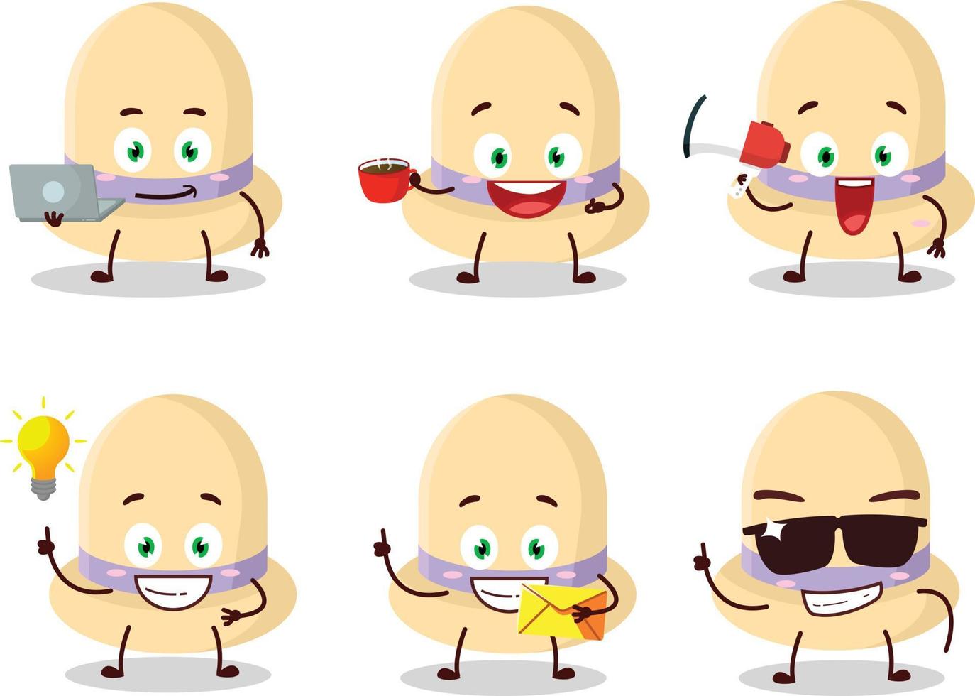 Sommer- Hut Karikatur Charakter mit verschiedene Typen von Geschäft Emoticons vektor