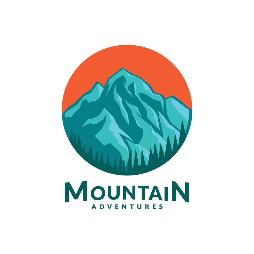 Berg Emblem Logo Design isoliert Weiß Hintergrund. Vektor Illustration