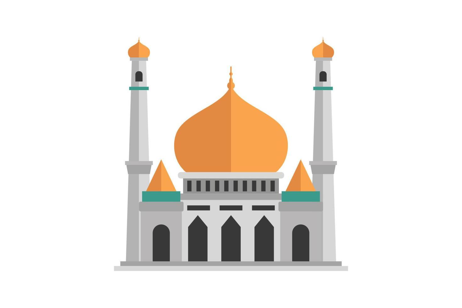 enkel platt design moské byggnad isolerat vit bakgrund vektor