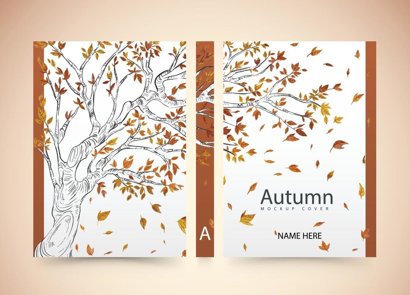 Buch Startseite Orange Herbst Baum Kunst Design Vektor Heft Startseite Poster Design