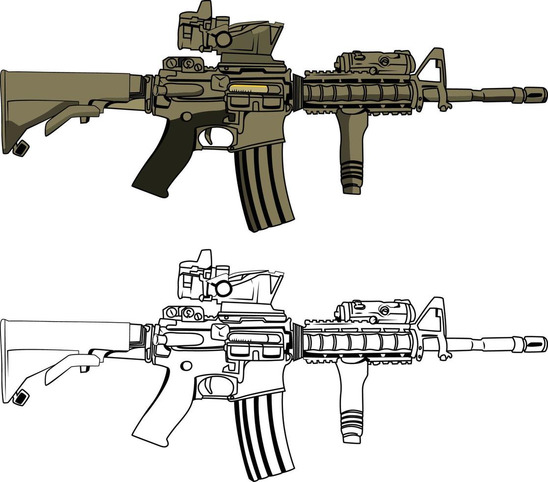 m4a1 trijicon acog överfall gevär vektor illustration