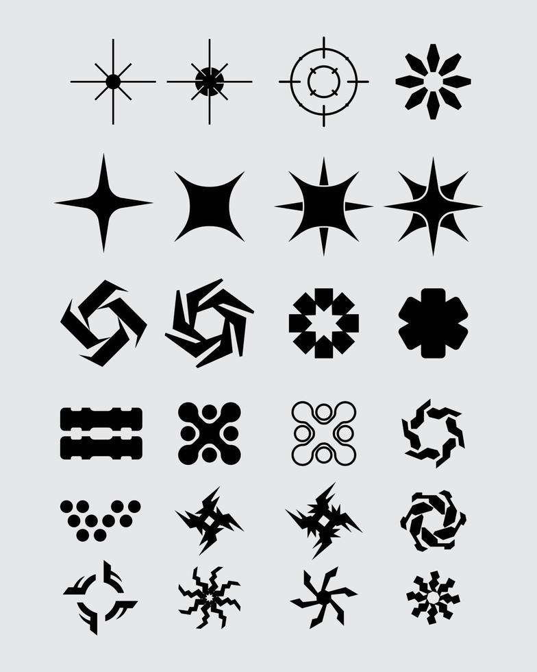abstrakt ikon form symbol uppsättning bunt geometrisk mall klämma konst vektor redigerbar
