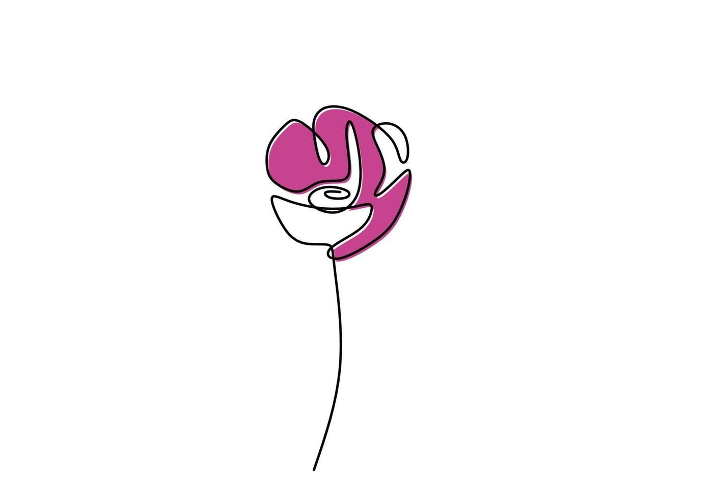 Mohnblume ununterbrochene Linie Kunst Hand gezeichneten Minimalismus-Stil lokalisiert auf weißem Hintergrund. Vektor abstrakte Pflanze im Frühjahr Illustration. Naturblumen mit Blatt für Logos, Einladungen, Tätowierung