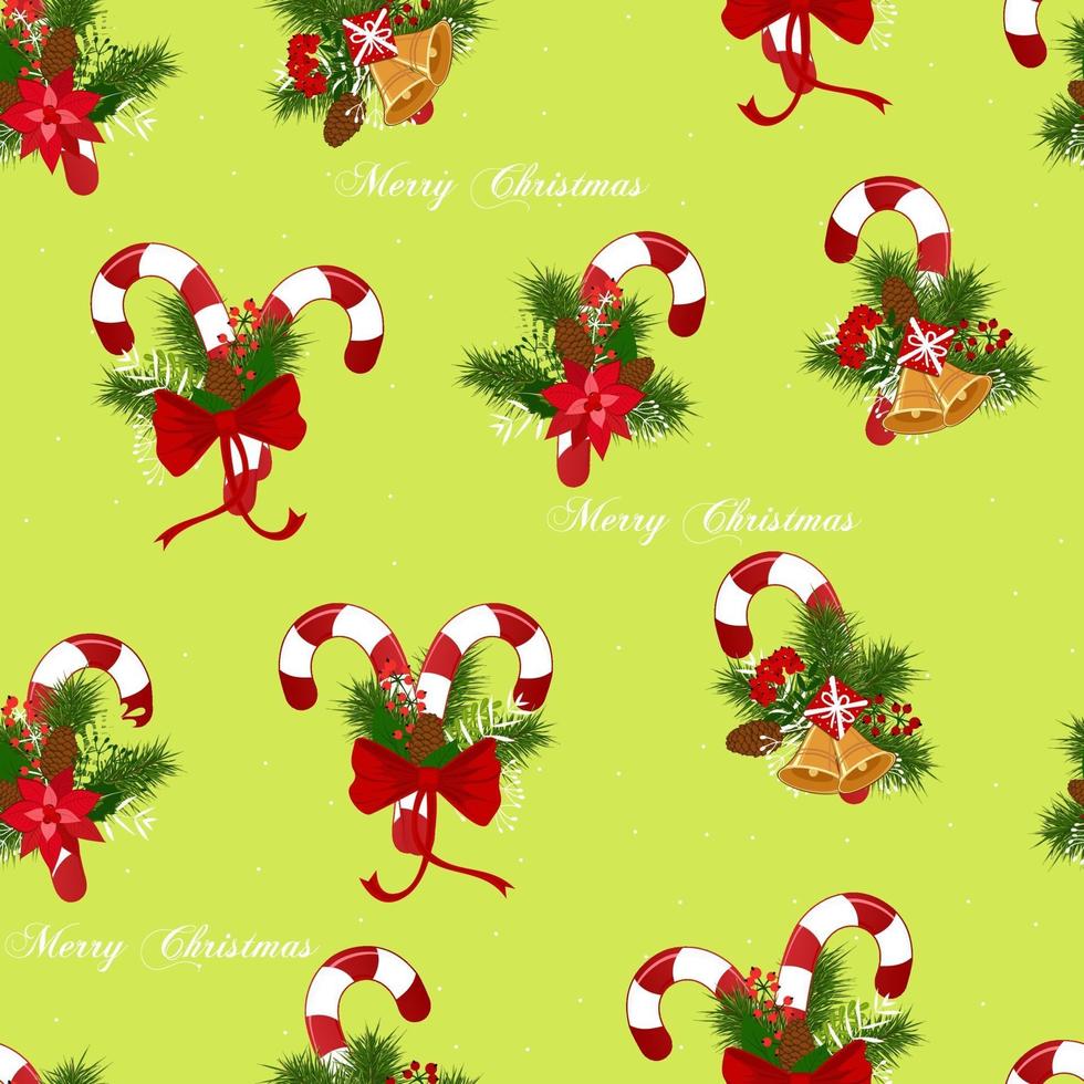 nahtloses Weihnachts- und Neujahrsmuster mit Zuckerstange für Ihre Dekoration. Vektorillustration für Umschlag, Karte, Textil und Innenarchitektur für neues Jahr. vektor