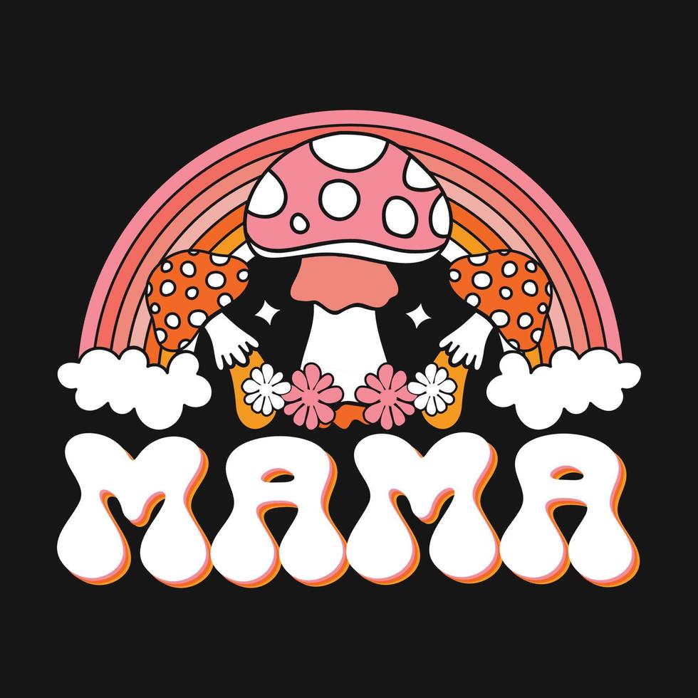 svamp daisy regnbåge mamma vektor t-shirt design