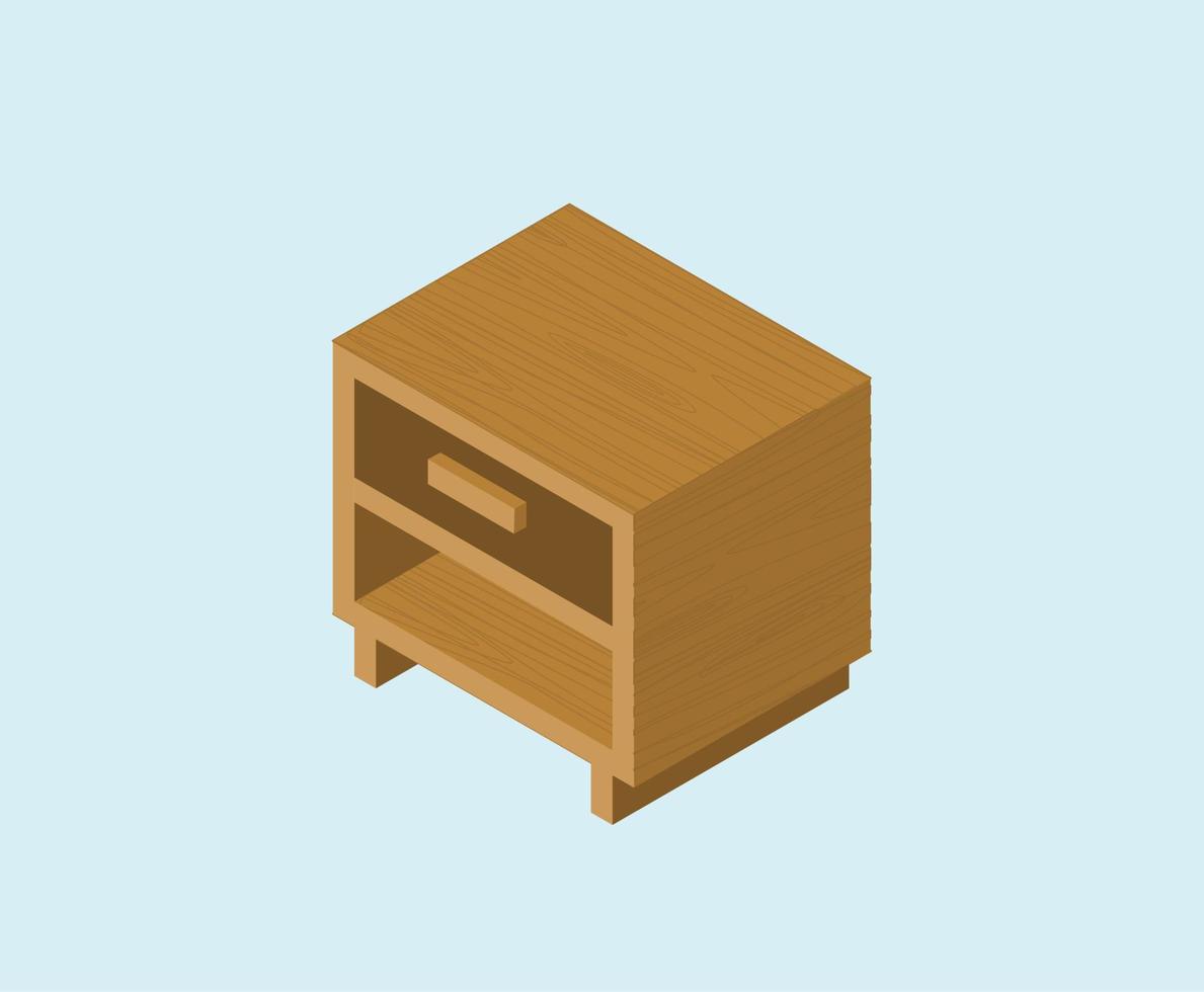 isometrisk trä- låda vektor. brun bröst av låda isolerat, trä- retro TV skåp låda, trä- möbel, TV enhet vektor