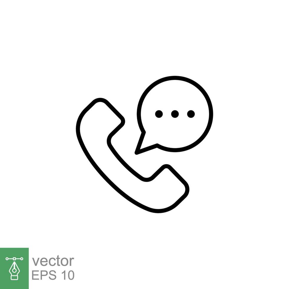 alt Telefon Mobilteil und sich unterhalten Blase Symbol. Telefon Unterstützung, Kommunikation Konzept. einfach Gliederung Stil. dünn Linie Symbol. Vektor Illustration isoliert auf Weiß Hintergrund. eps 10.