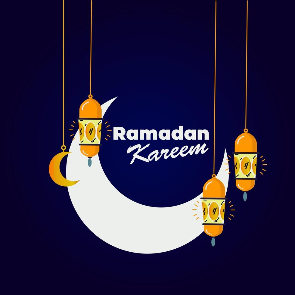 Ramadan Kareem Mond und Laterne Hintergrund vektor