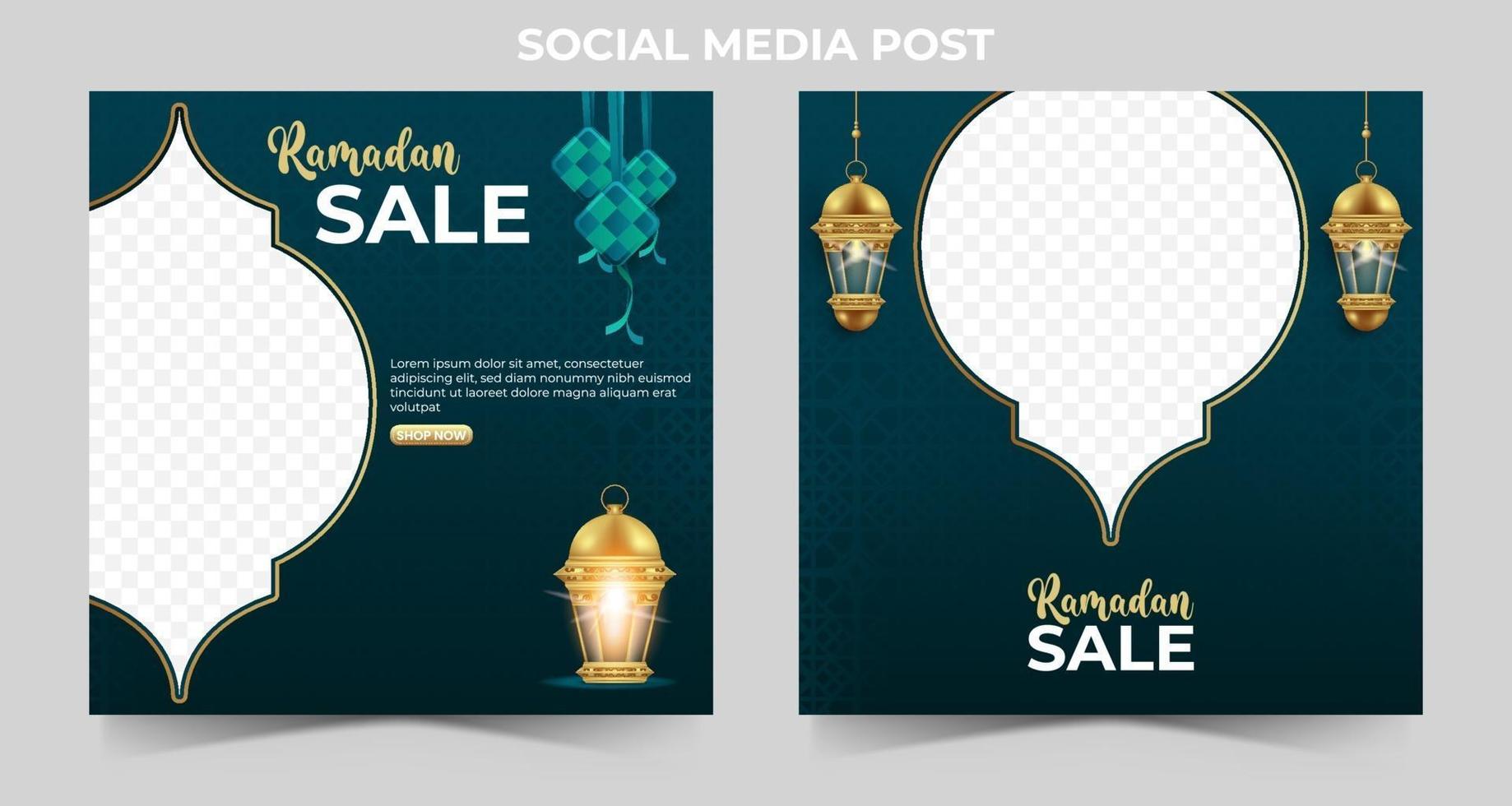 Ramadan Verkauf Marketing Banner. bearbeitbare Social-Media-Post-Vorlage mit Foto für die Werbung. vektor