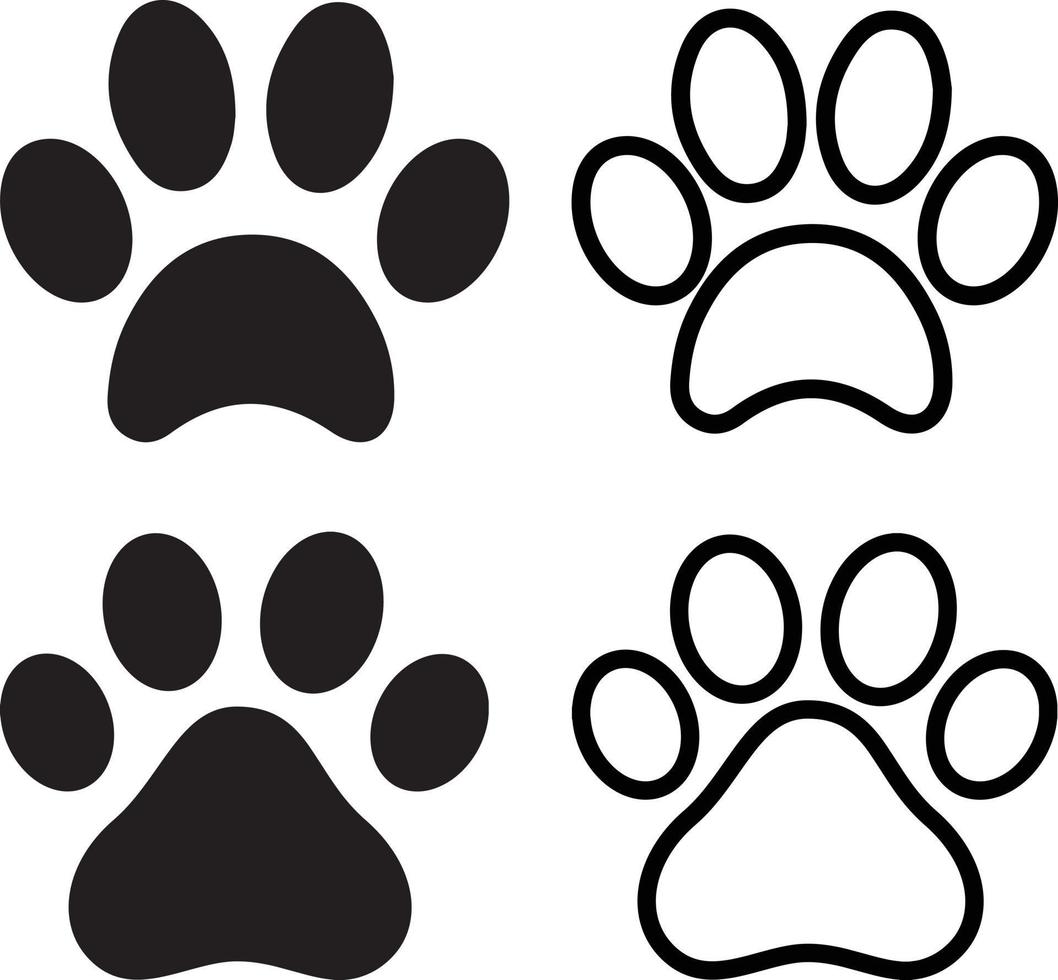 Pfote drucken Symbol einstellen . Hund oder Katze Pfote . Hund Fuß Symbol vektor