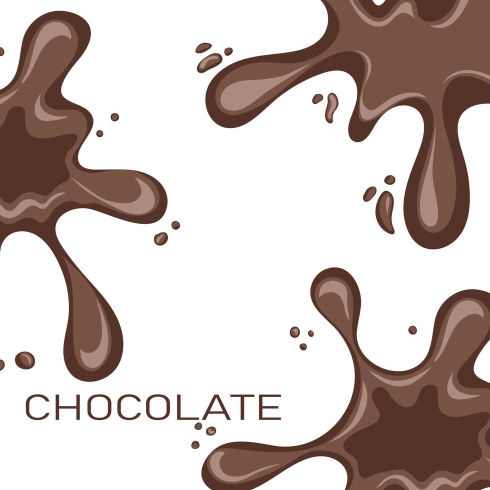 choklad fyrkant bakgrund. smält choklad fläckar på vit bakgrund vektor