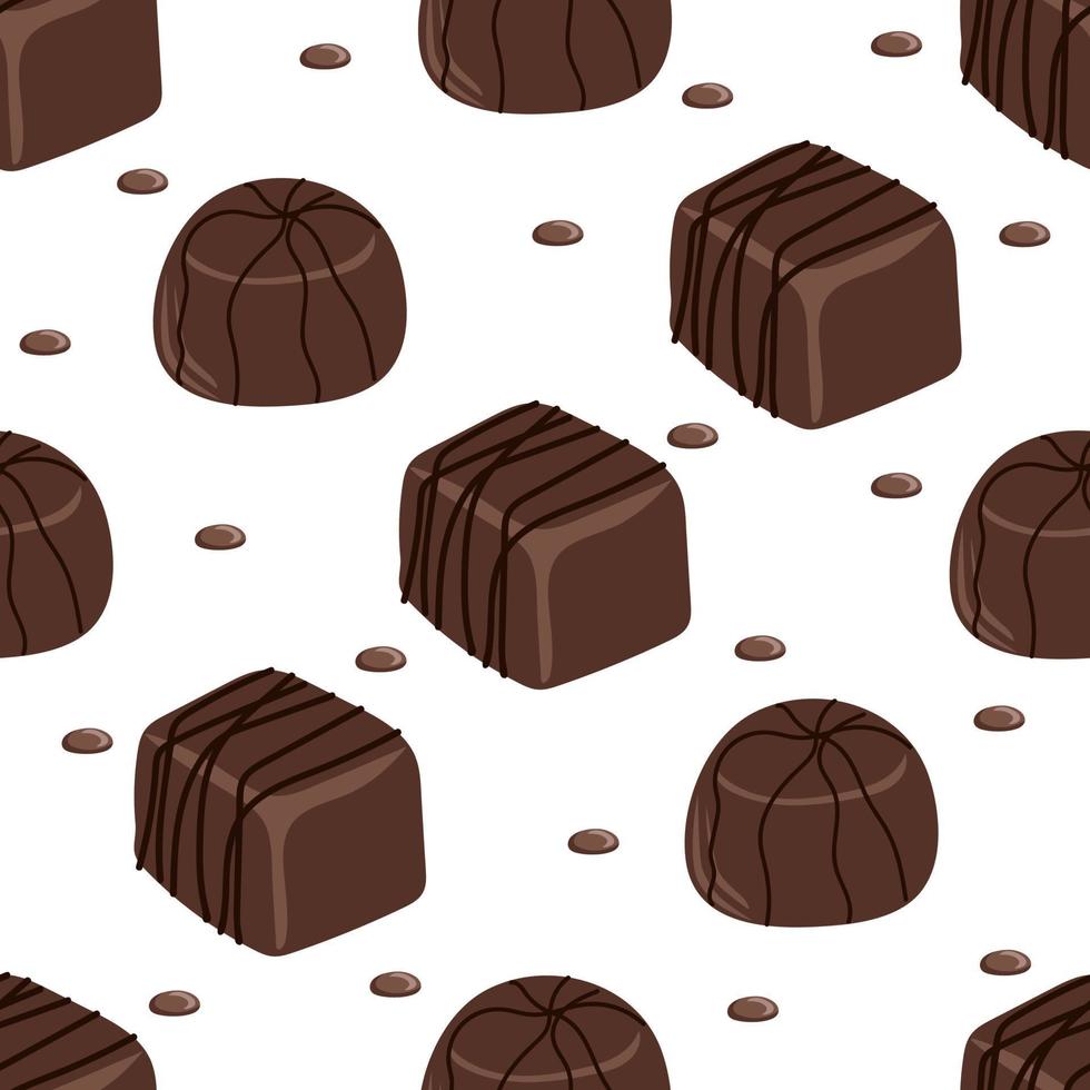 sömlös mönster med choklad godis på en vit bakgrund vektor