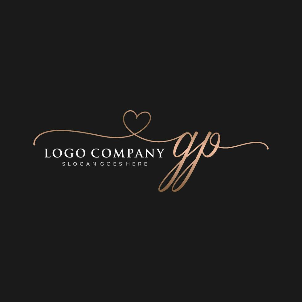 första gp feminin logotyp samlingar mall. handstil logotyp av första signatur, bröllop, mode, smycken, boutique, blommig och botanisk med kreativ mall för några företag eller företag. vektor