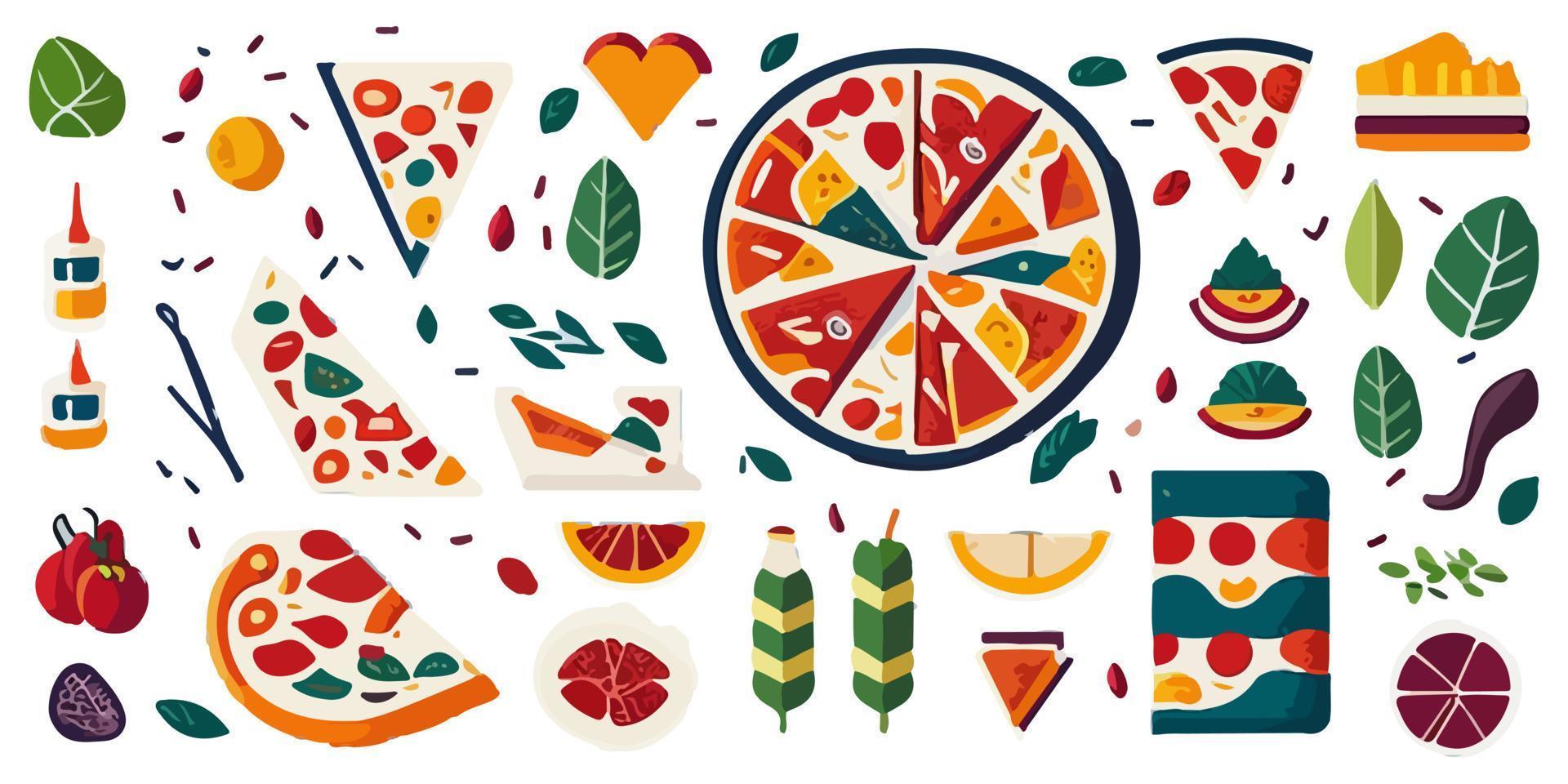 Italienisch Stil Pizza auf ein hölzern Planke, eben Vektor Grafik Design