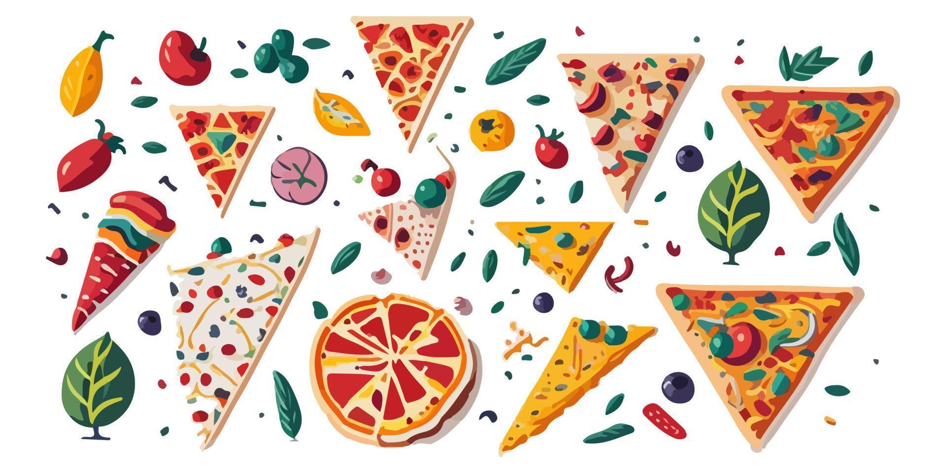 runden Scheibe von Käse und Tomate Pizza im ein eben Karikatur Stil Vektor Illustration