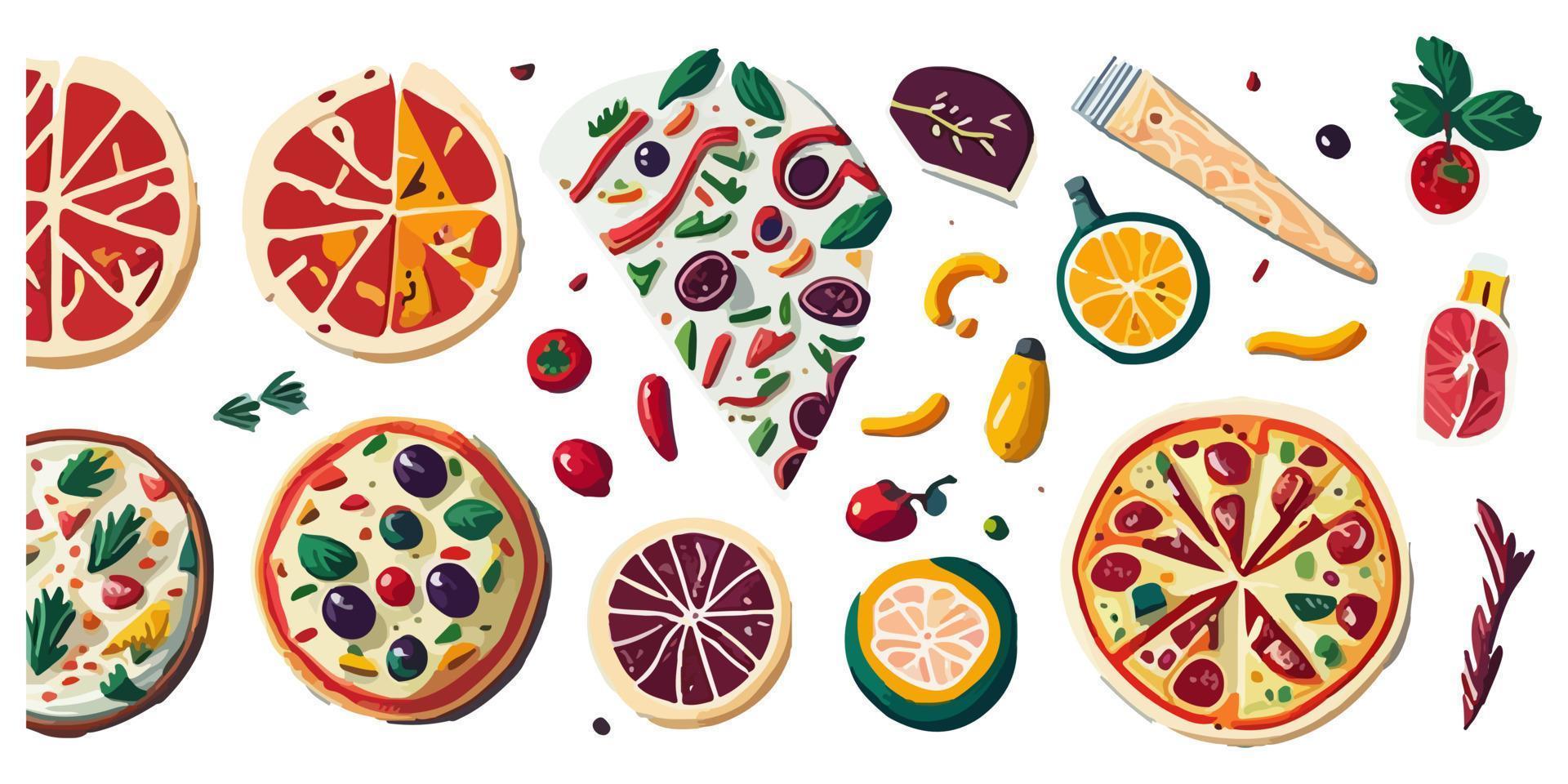 välsmakande platt vektor illustration av en salami pizza låda