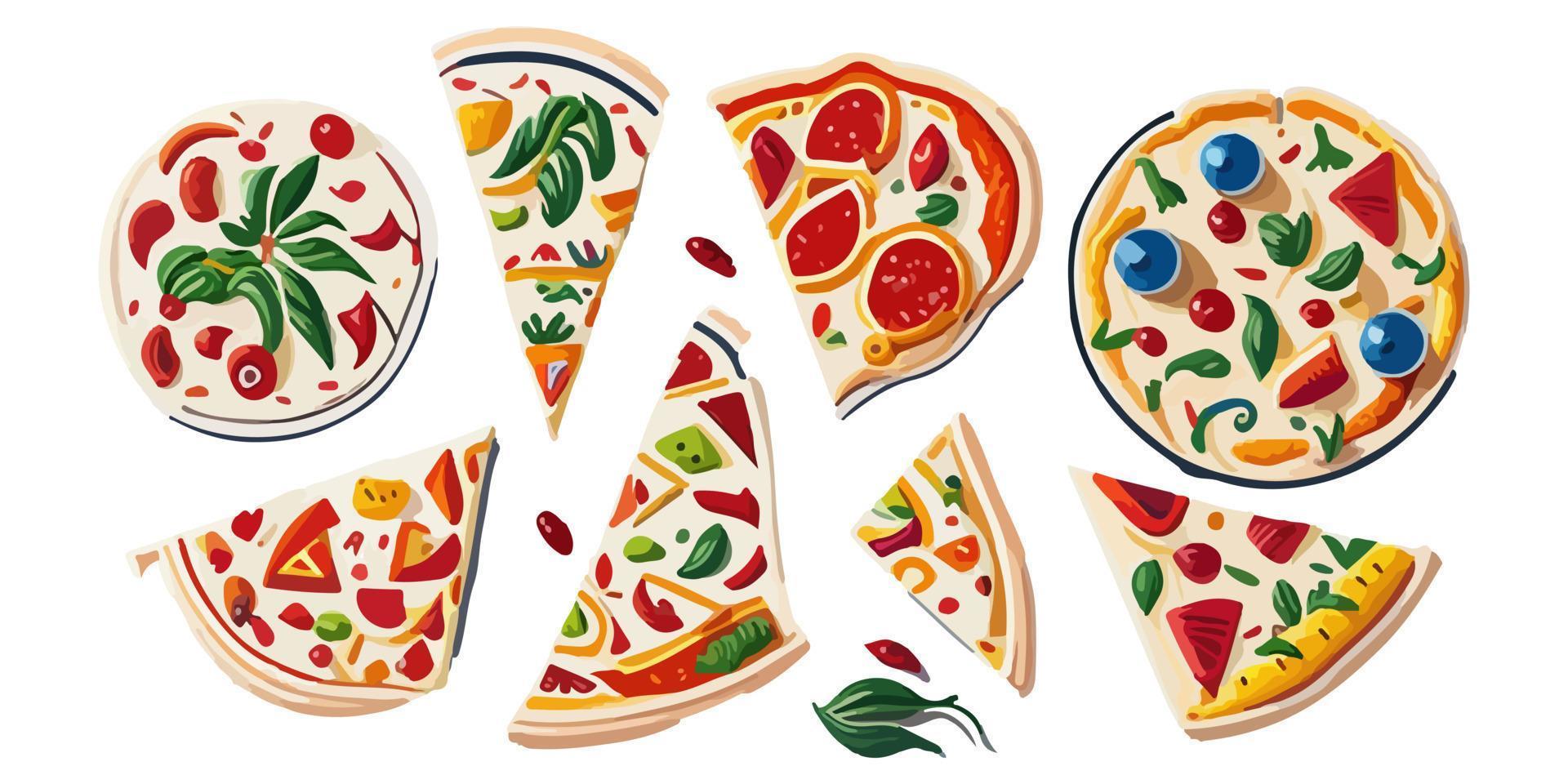 frisch gebacken eben Vektor Pizza zum Ihre Design Inspiration