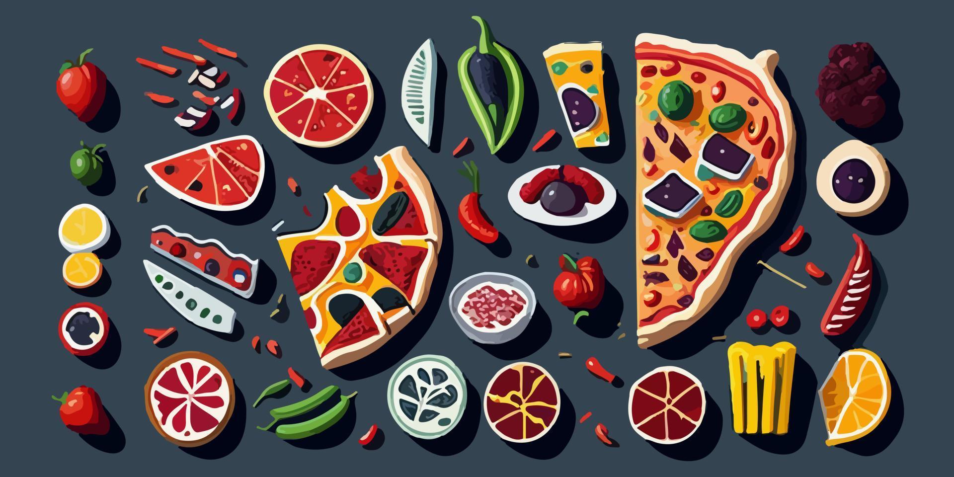 platt vektor pizza grafik till föra några italiensk stil till din mönster