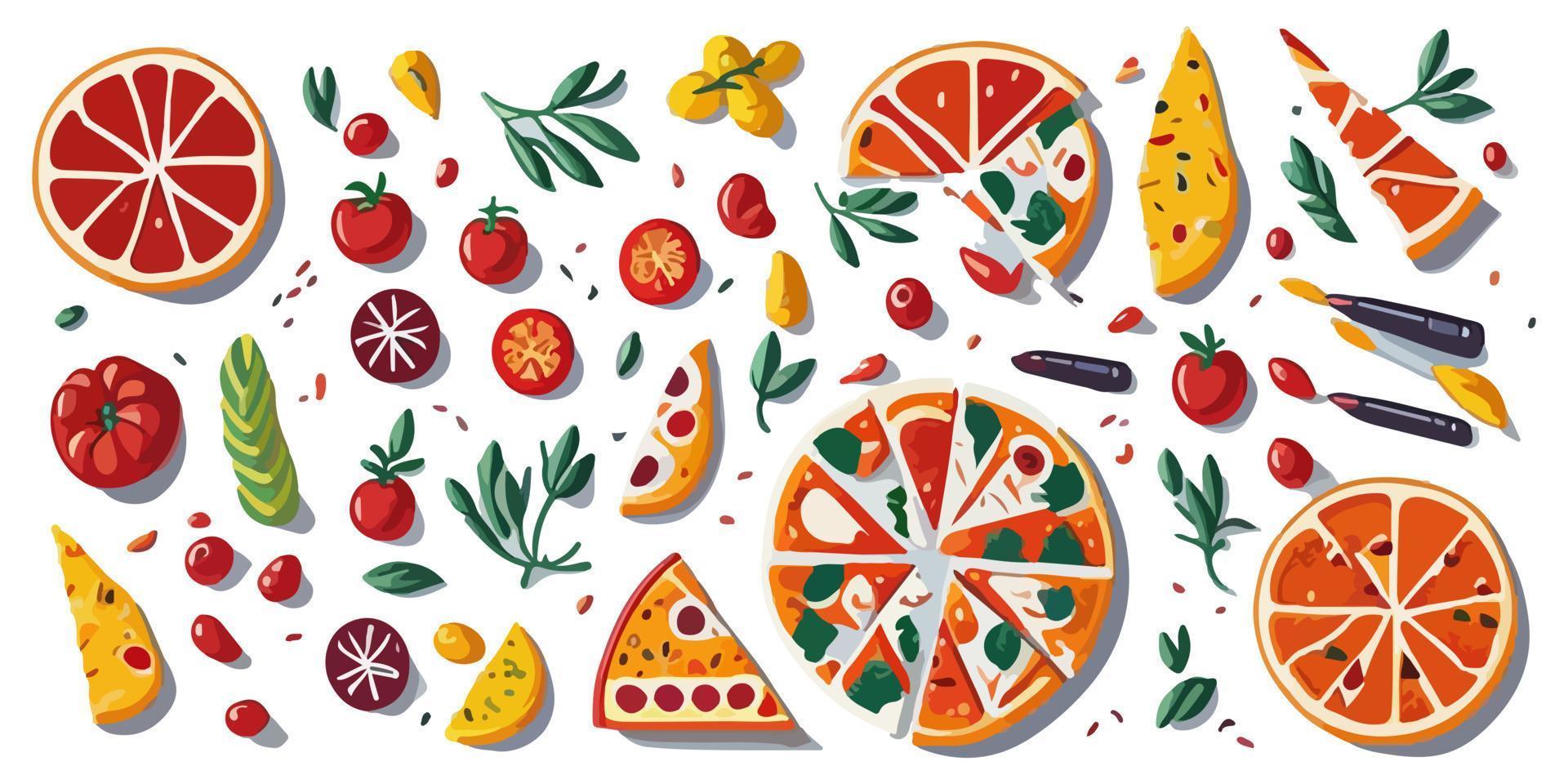 skapa en aptitretande design med dessa platt vektor pizza illustrationer